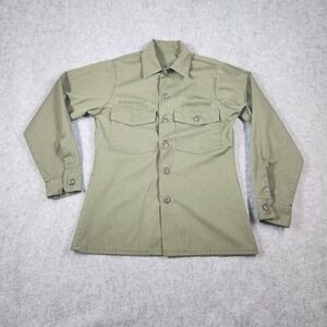 VINTAGE US Military Shirt Mens Small S Green Utility OG-507 70s Army